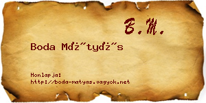 Boda Mátyás névjegykártya